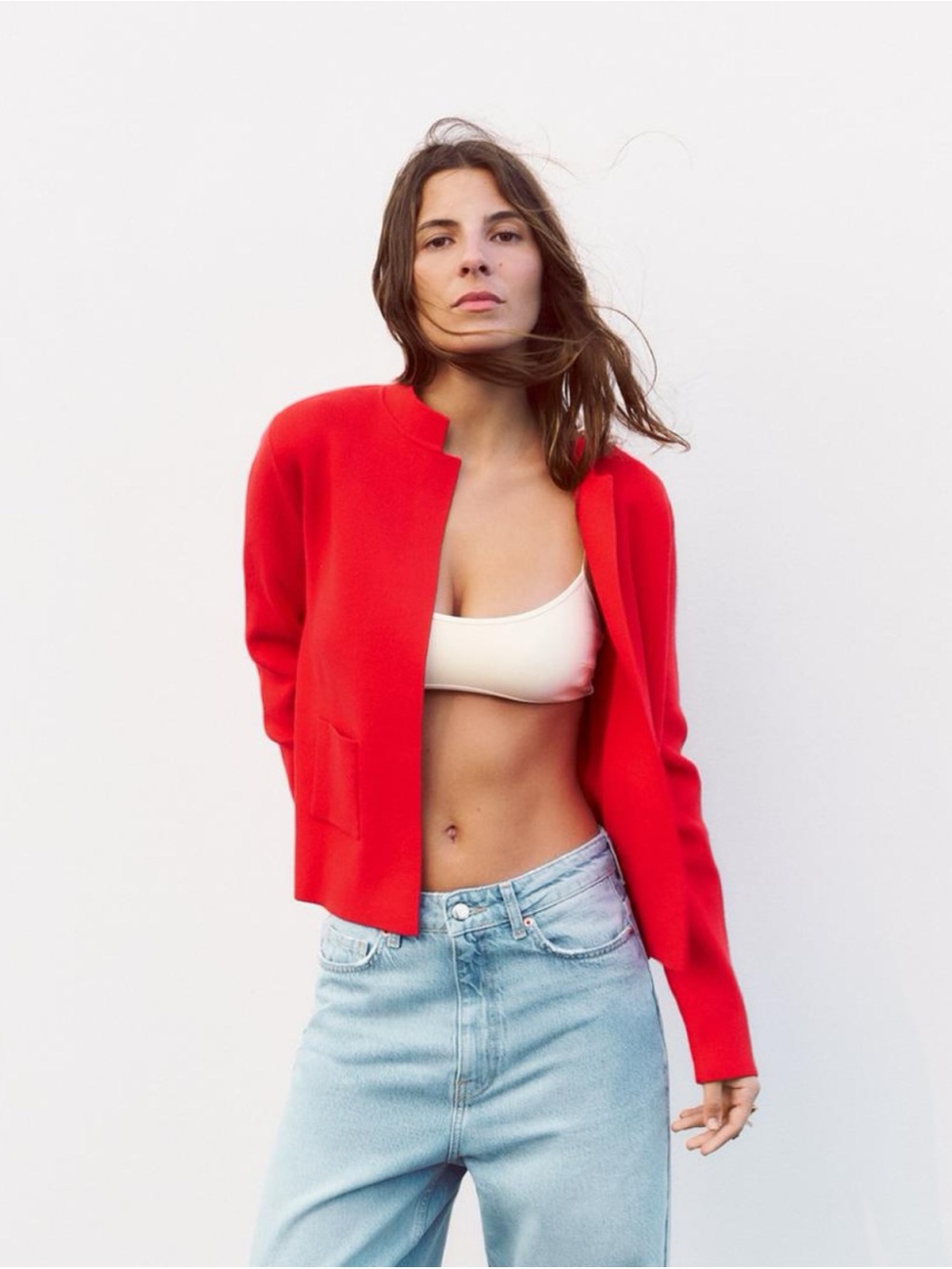ZARA Red Open-Front Women's Cardigan - Picture 2 of 4
